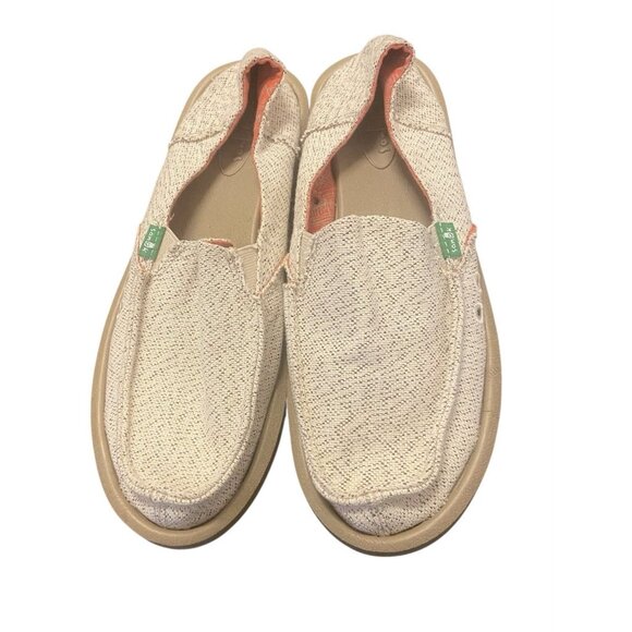 Sanuk Sidewalk Surfer Shoe Women’s Size 8 Donna Summer Tweed Sand & Peach - Picture 1 of 6